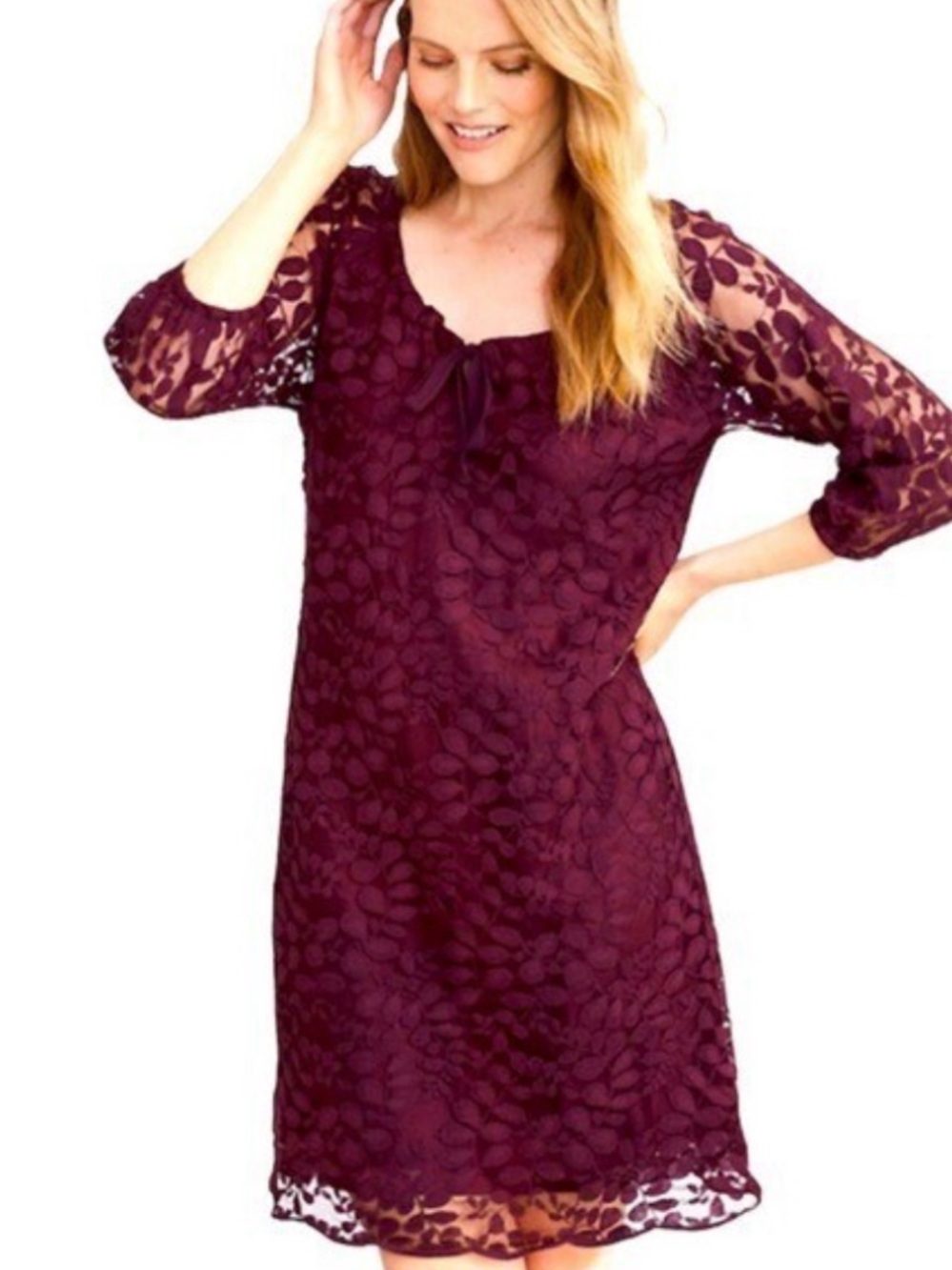 Garnet Hill Purple Floral Lace Shift Dress Size 10